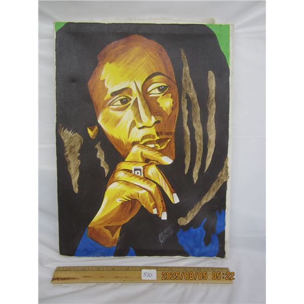 Original Bob Marley Painting Artist Signed 12 inches by 16 inches