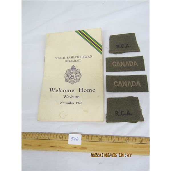 WW2 Home Coming 1945 Booklet and Authentic Patches