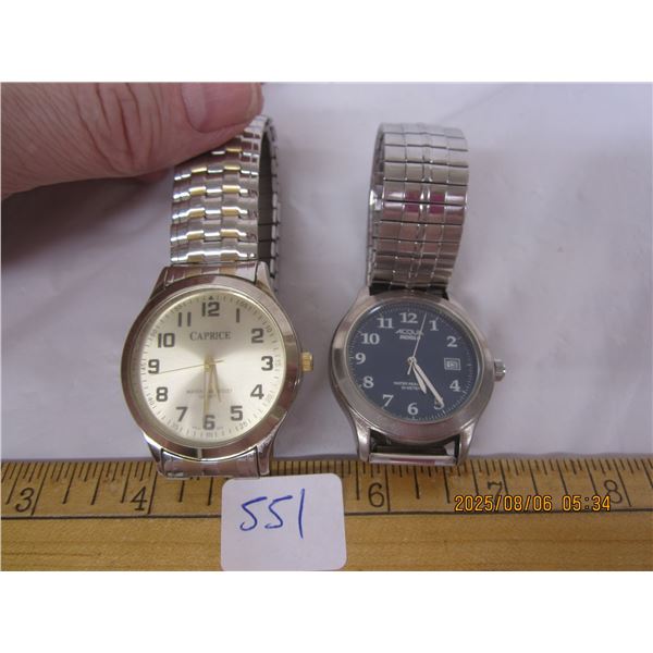 2 Men's Wristwatches Caprice and Acqua Indiglo Both Working