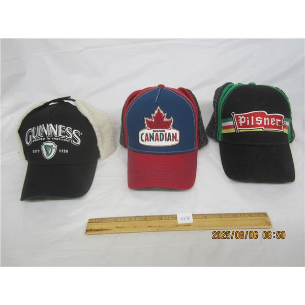 3 New Never Worn Truckers Hats Guinness ,Molson Canadian , Pilsner