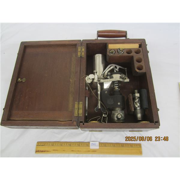 Rare Antique McInnes Dobbie Indicator For Testing Steam Locomotive Engines in Original Mahogany Box