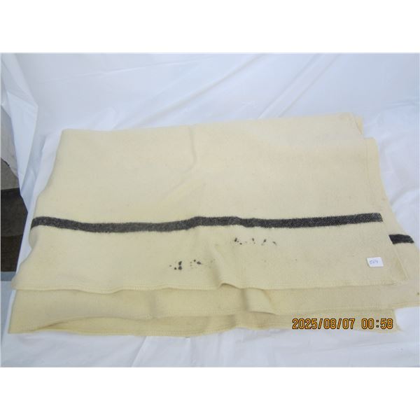 Antique Double Bed White Wool Blanket