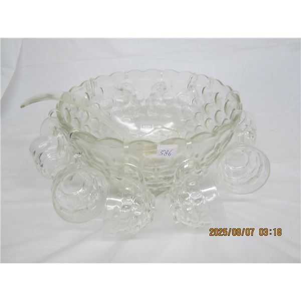 Large Punch Bowl with 12 Cups and Ladle