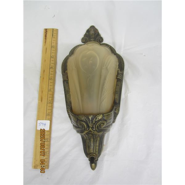 1940's Lighting Wall Sconce with Rare Original Shade in Good Condition