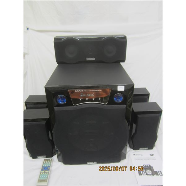 Sutherland  ST-505-1CH Surround Receiver Amplifier Sub and 6 Speakers Remote Speakers Working