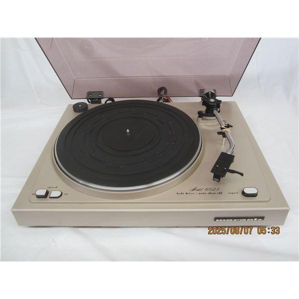 Marantz Turntable Model 6025 Works Needs Belt Has a Good Needle