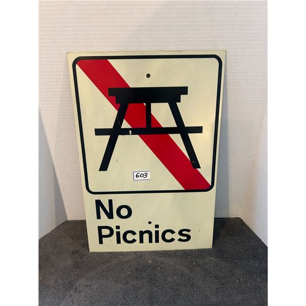 No picnic sign 12x18-metal