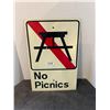 Image 1 : No picnic sign 12x18-metal