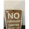 Image 2 : No overnight camping 12"x18"- metal