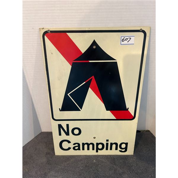 No camping sign 12"x18"-metal