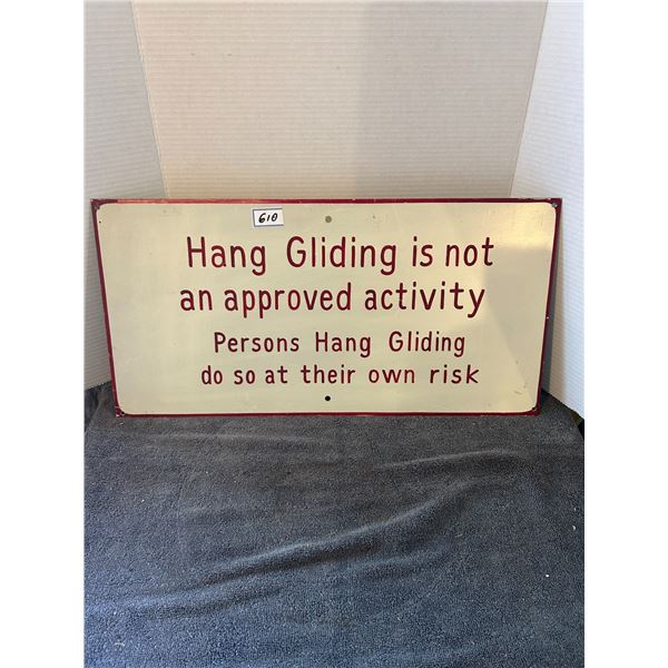 Hang gliding sign 12"x24"-metal