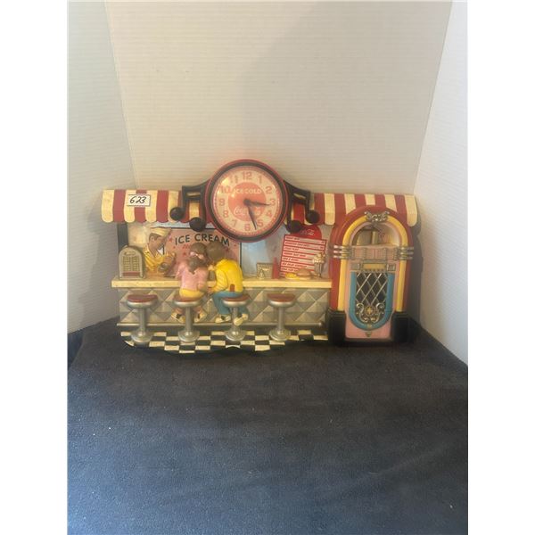 Coca-cola soda shop clock 21"x13"