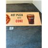 Image 3 : Coca cola cardboard sign- 1960's from soda shop "NOS" 24"x 7" hot pizza