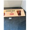 Image 3 : Coca cola cardboard sign- 1960;s from soda shop "NOS 24"x7"- corn beef