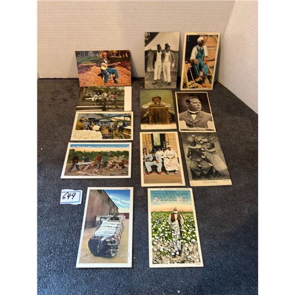 12 black americana post cards