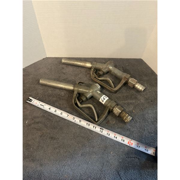 2- vintage gas pump nozzles