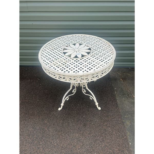 Wrought iron garden or deck table "ornate" 31" round-29" high