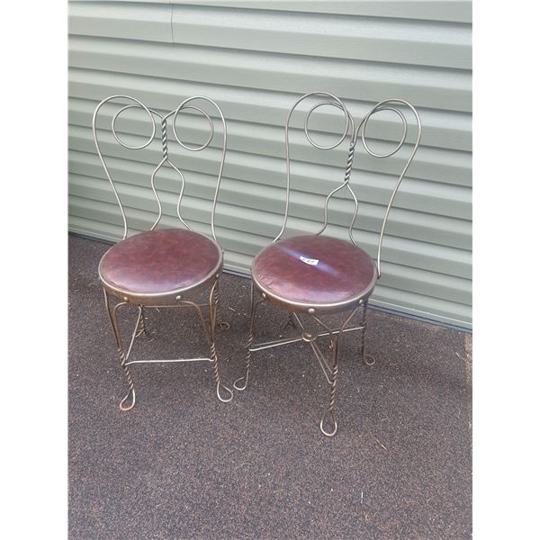 2 -wrought iron ice cream parlor chairs