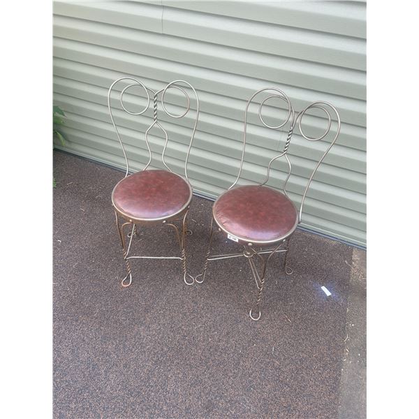 2 -wrought iron ice cream parlor chairs