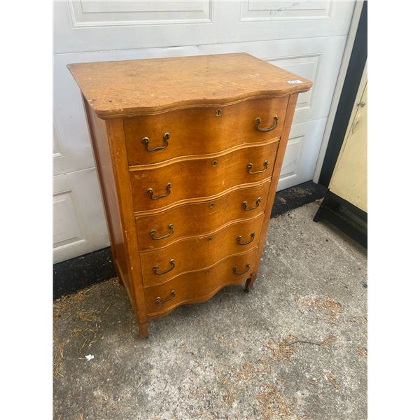 5 drawer birds eye maple chest- drawer-serpentine front -45"h-28"w-18"d
