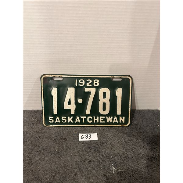 1928  saskatchewan license plate