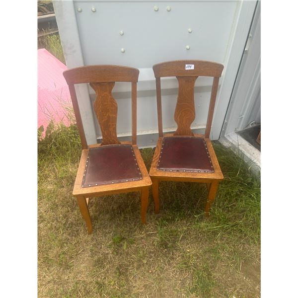 2 oak dining chairs