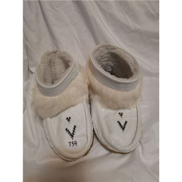 New white leather mukluks, handmade
