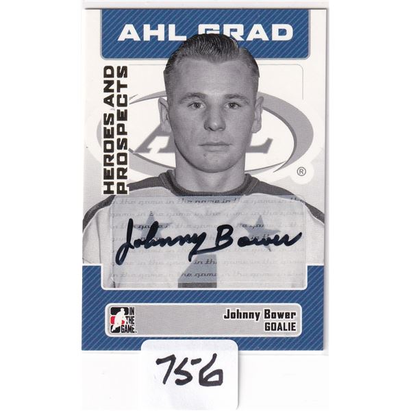 Heroe's & Prospects  Johnny Bower Autographed card