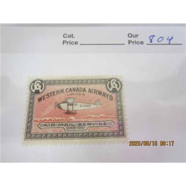 Western Canada Airways 1920's OG,NH, Never Used