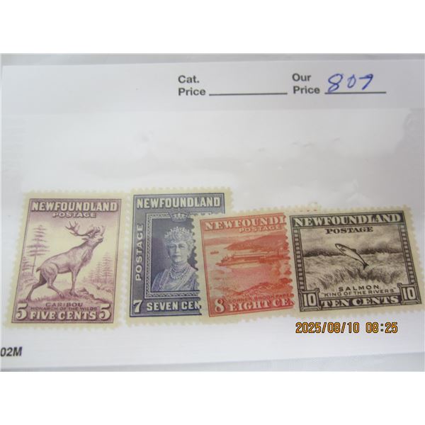 5-7-8-10 Newfoundland Stamps OG, NH Never Used