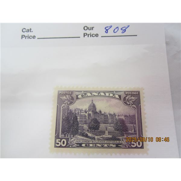 Canada 50 Cent Victoria Parliament Buildings OG, LH Never Used