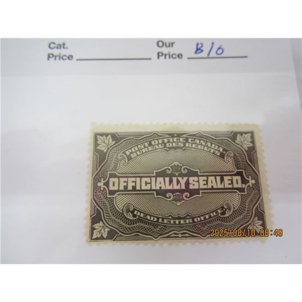 Canada 1913 Dead Letter Stamp OG ,LH Never Used