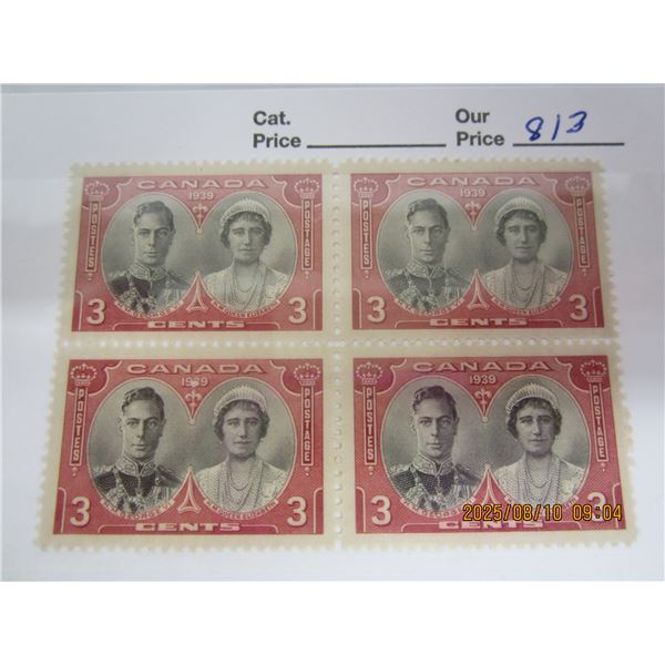 Canada 4 Block  Royal Visit 3 Cent Stamps OG NH Never Used