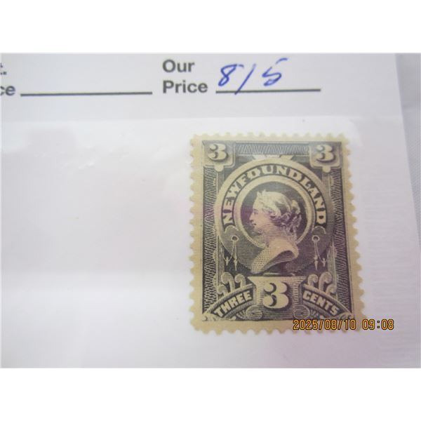 Newfoundland 3 Cent Victoria OG Never Used