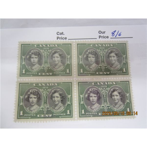 Canada 4 Block 1939 Elizabeth and Margret OG NH Never Used