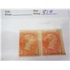 Image 1 : Canada Pair Small Queen Victoria 3 Cent OG, NH, Never Used