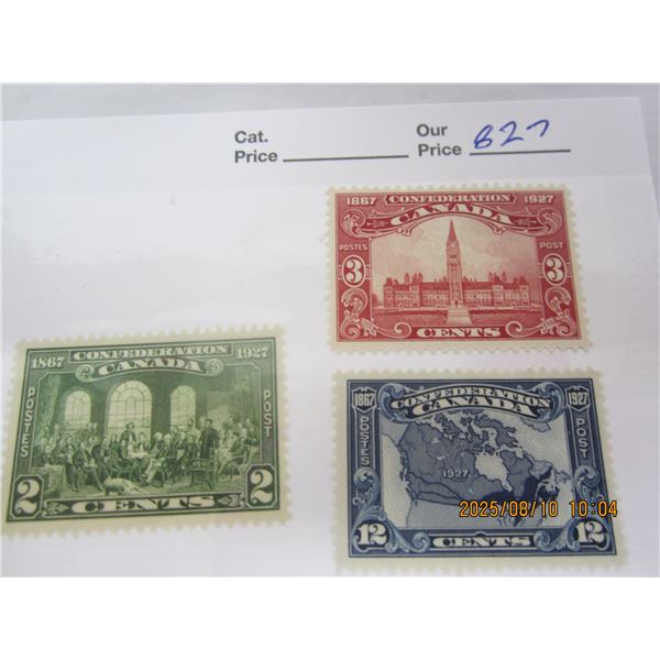 Canada 2-3-12 Cent 1927 Issue OG, LH Never Use