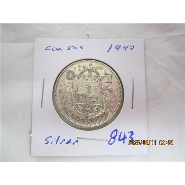 1943 Canadian Silver Fifty Cent Piece