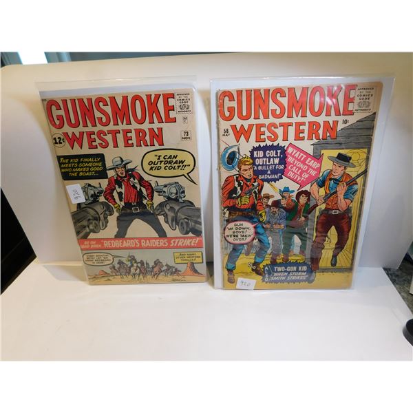 2- GUNSMOKE WESTERN COMICS, MARVEL, 10 AND 12 CENT