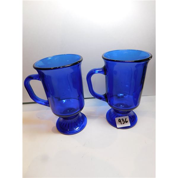 2-COBALT BLUE PEDESTAL MUGS
