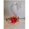 Image 2 : ART GLASS SWAN CANDY DISH, ORANGE
