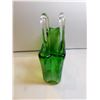 Image 2 : GREEN ART GLASS, BASKET SHAPED BOWL
