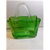 Image 3 : GREEN ART GLASS, BASKET SHAPED BOWL