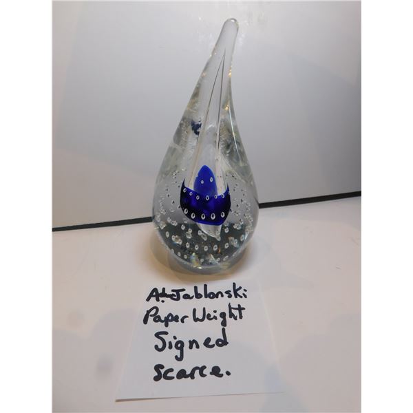 A JABLONSKI SIGNED PAPER WEIGHT, SCARCE