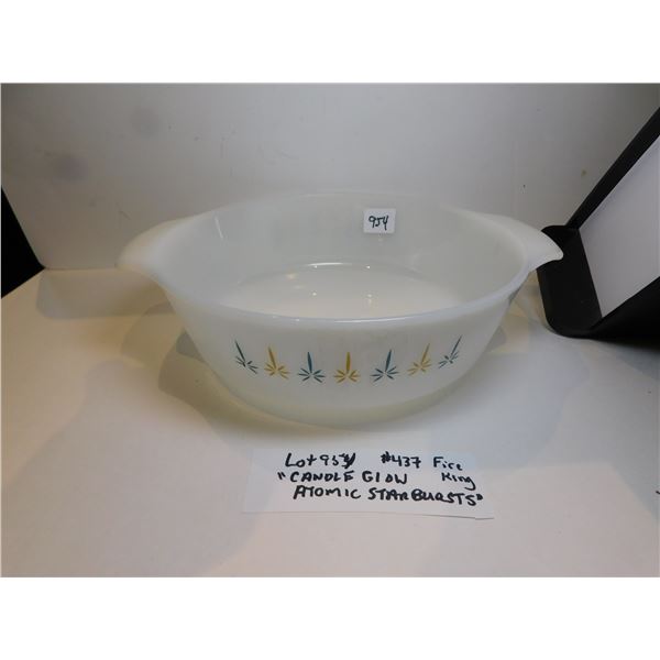 FIRE KING #437 CANDLE GLOW ATOMIC STARBURST CASSEROLE DISH