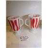 Image 2 : 2 FIRE KING RED ZEBRA STRIPED IRISH COFFEE PEDESTAL MUGS