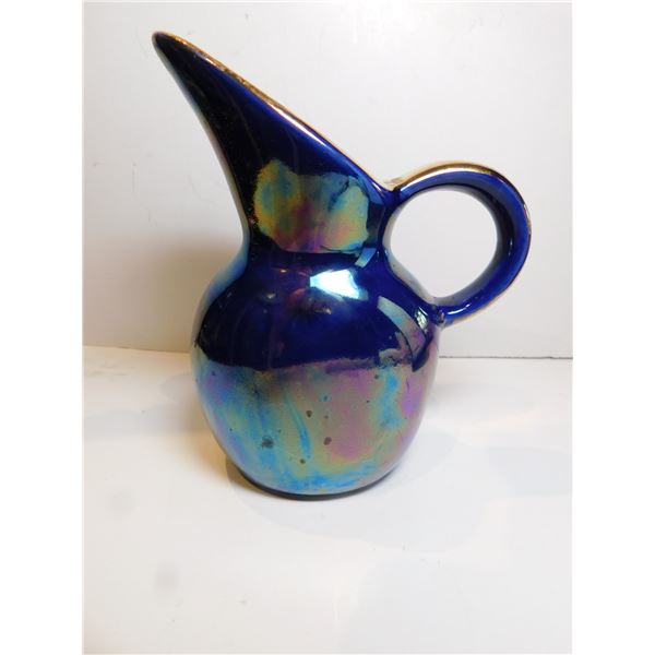 IRRIDESCENT COBALT BLUE LUSTRE, PITCHER VASE, MADE IN ENGLAND