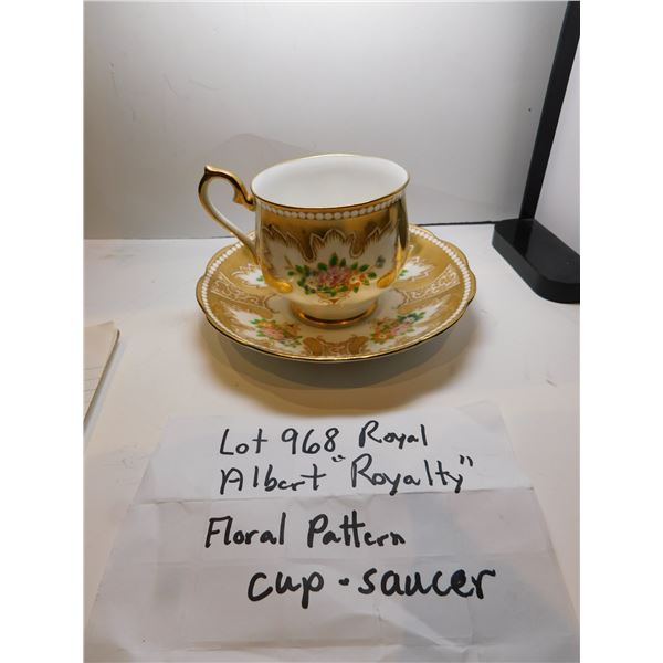 ROYAL ALBERT, ROYALTY FLORAL PATTERN CUP AND SAUCER