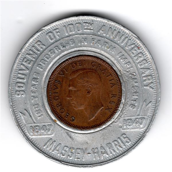 MASSEY HARRIS GOOD LUCK TOKEN, 100TH ANNIVERSARY