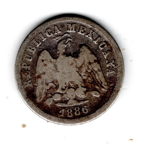 1886 MEXICAN 10 CENTIVOS SILVER